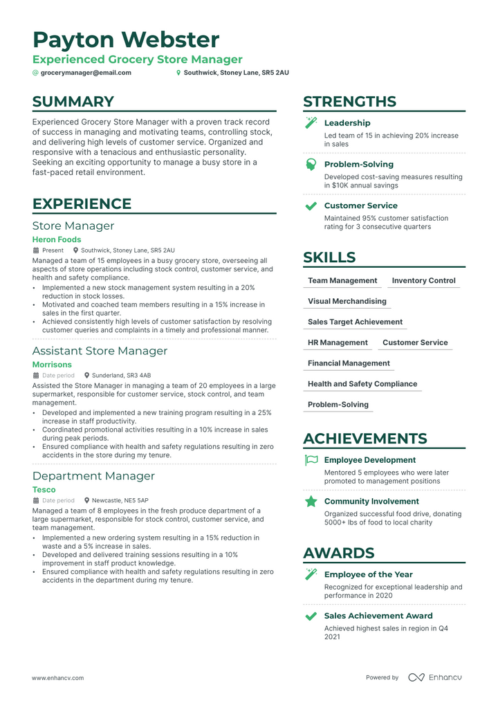 5 Grocery Store Manager Resume Examples & Guide for 2023