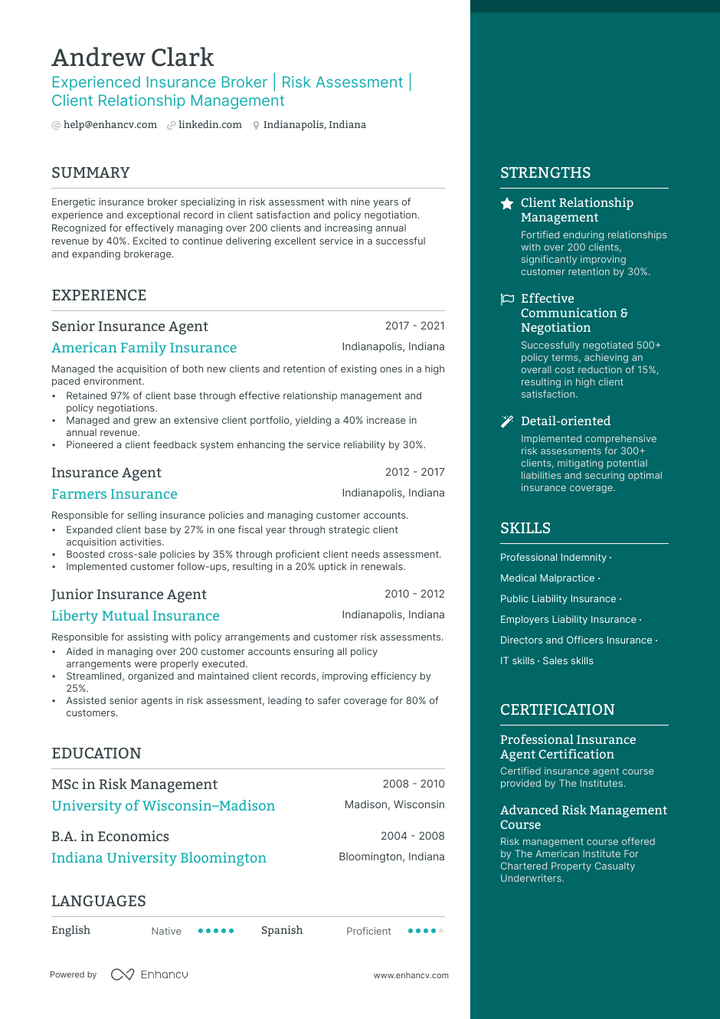 5 Insurance Broker Resume Examples Guide For 2023   AHR0cHM6Ly9jZG4uZW5oYW5jdi5jb20vcmVzdW1lcy9pbnN1cmFuY2UtYnJva2VyLXJlc3VtZS5wbmc~. 