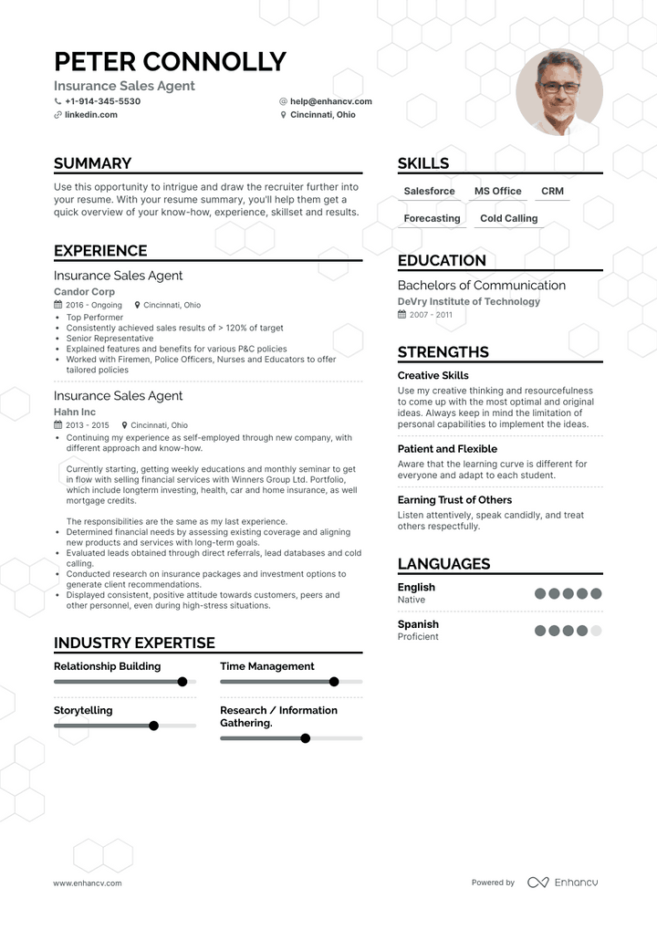 insurance sales agent resume example