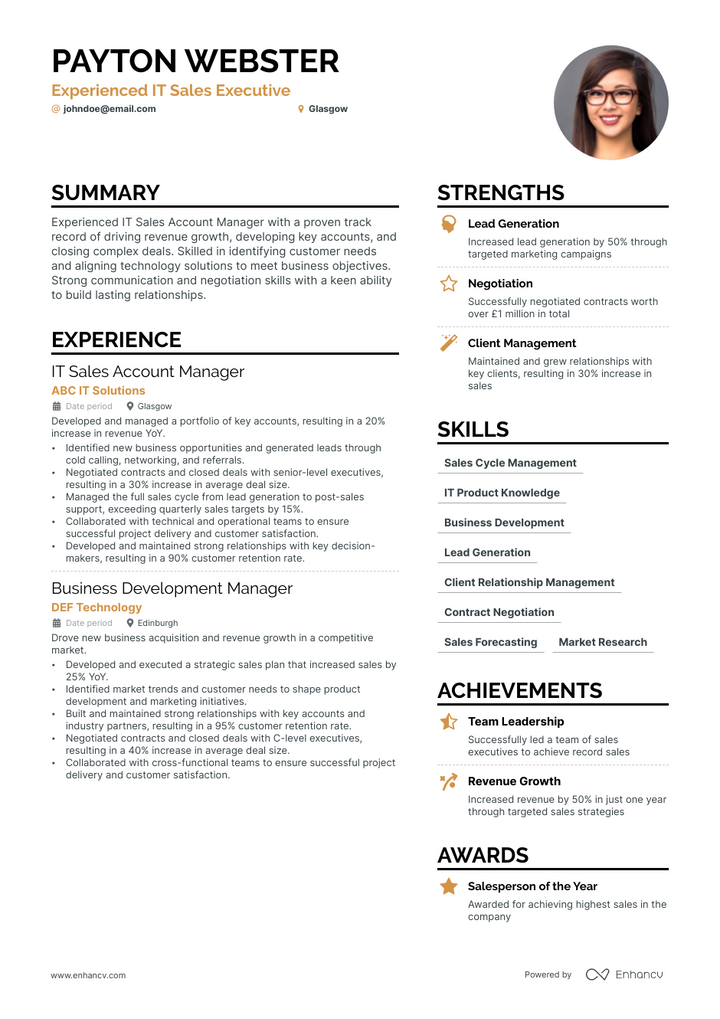 5 IT Sales Executive Resume Examples Guide For 2023