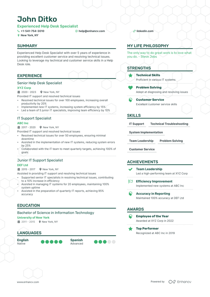 it support resume example