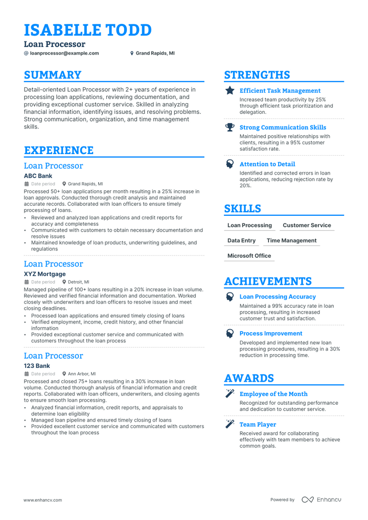 5 Loan Processor Resume Examples & Guide for 2023