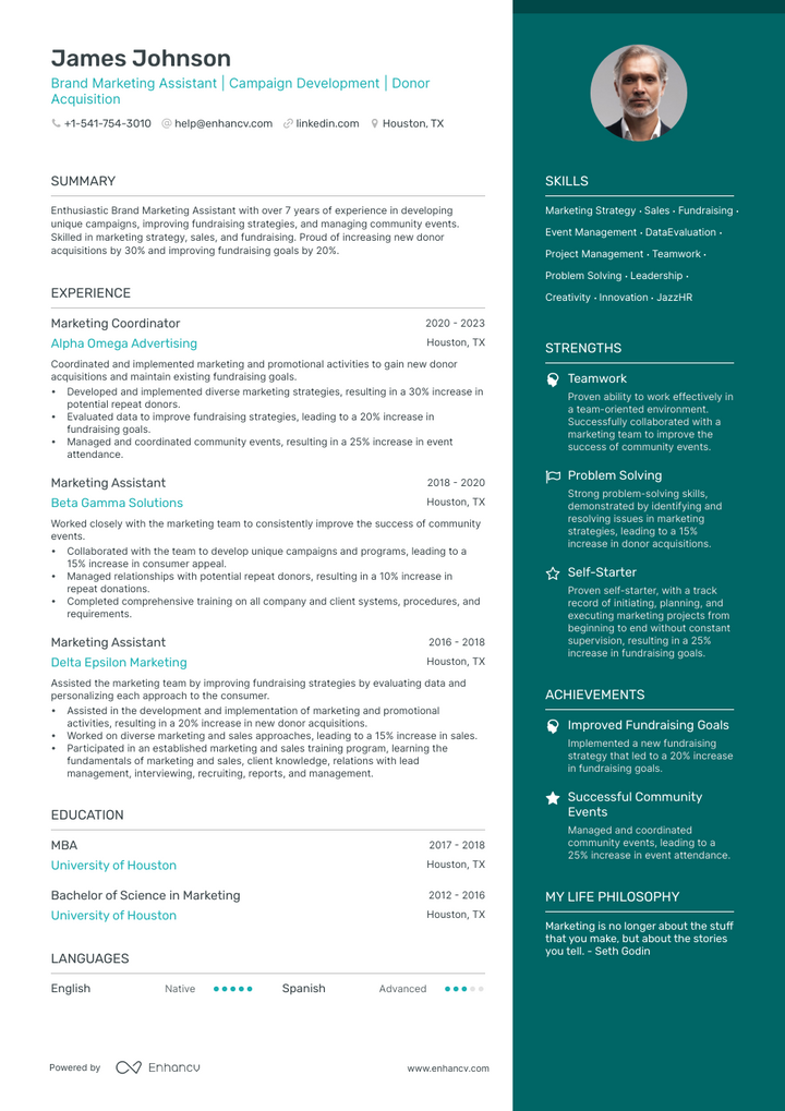 marketing assistant resume example