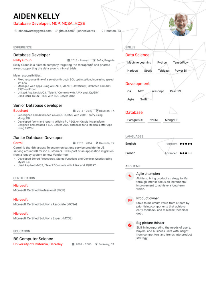 mongodb resume example