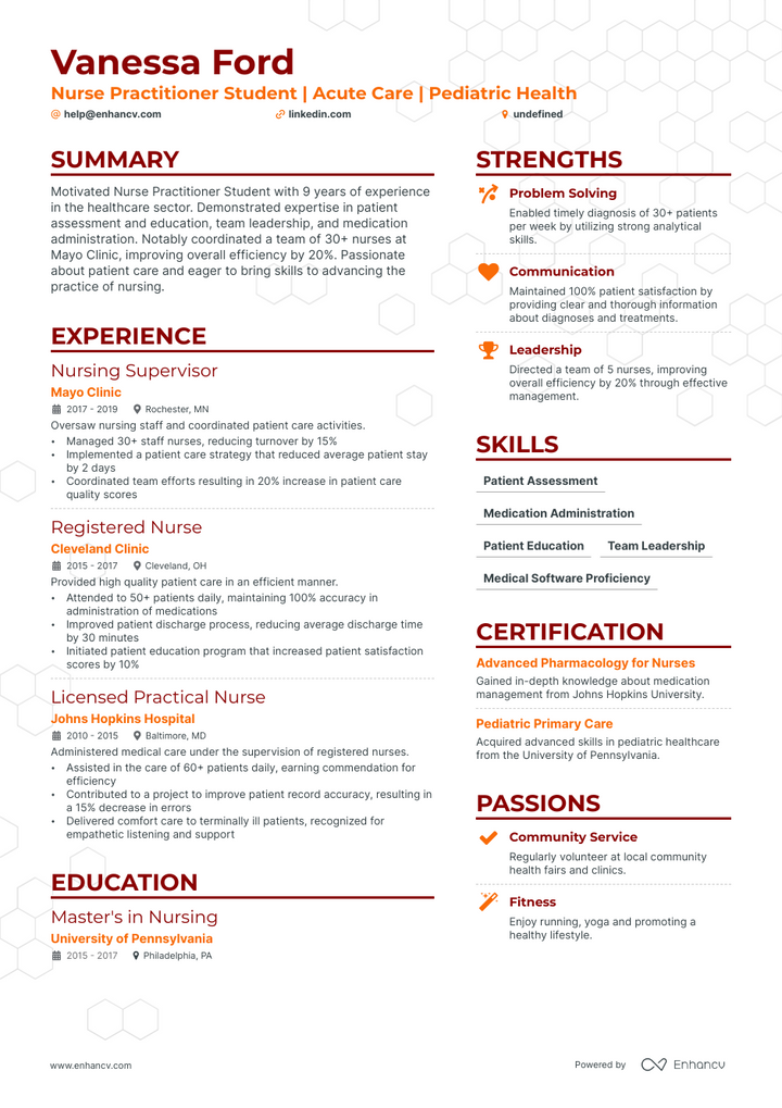 5 Nurse Practitioner Student Resume Examples & Guide for 2023