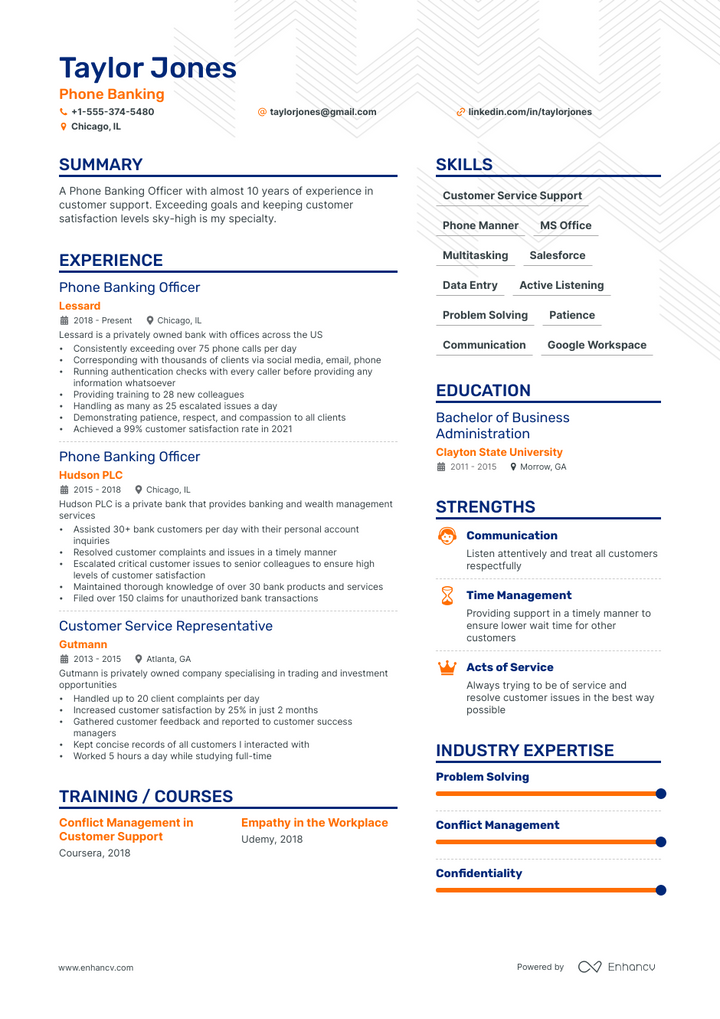 5 Phone Banking Resume Examples & Guide For 2023