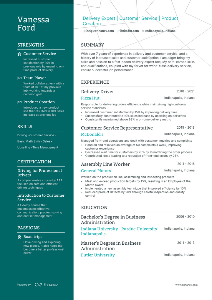 5 Pizza Delivery Driver Resume Examples & Guide for 2023