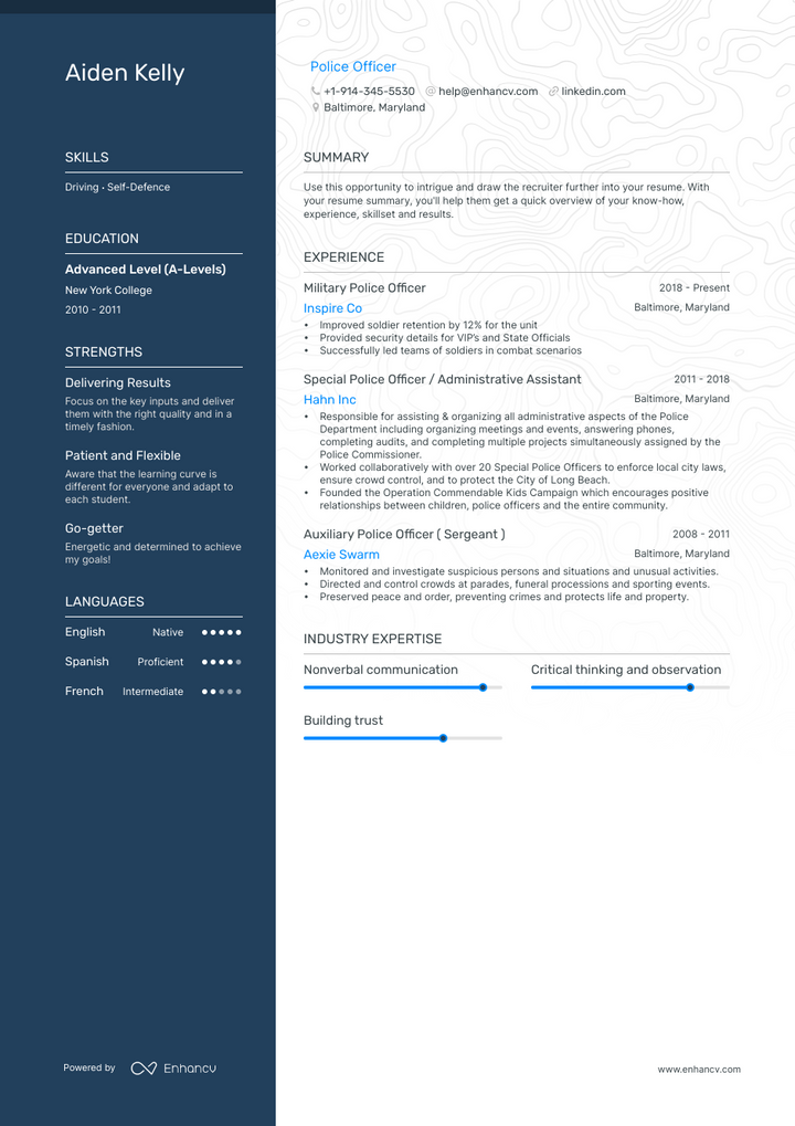 police officer resume example