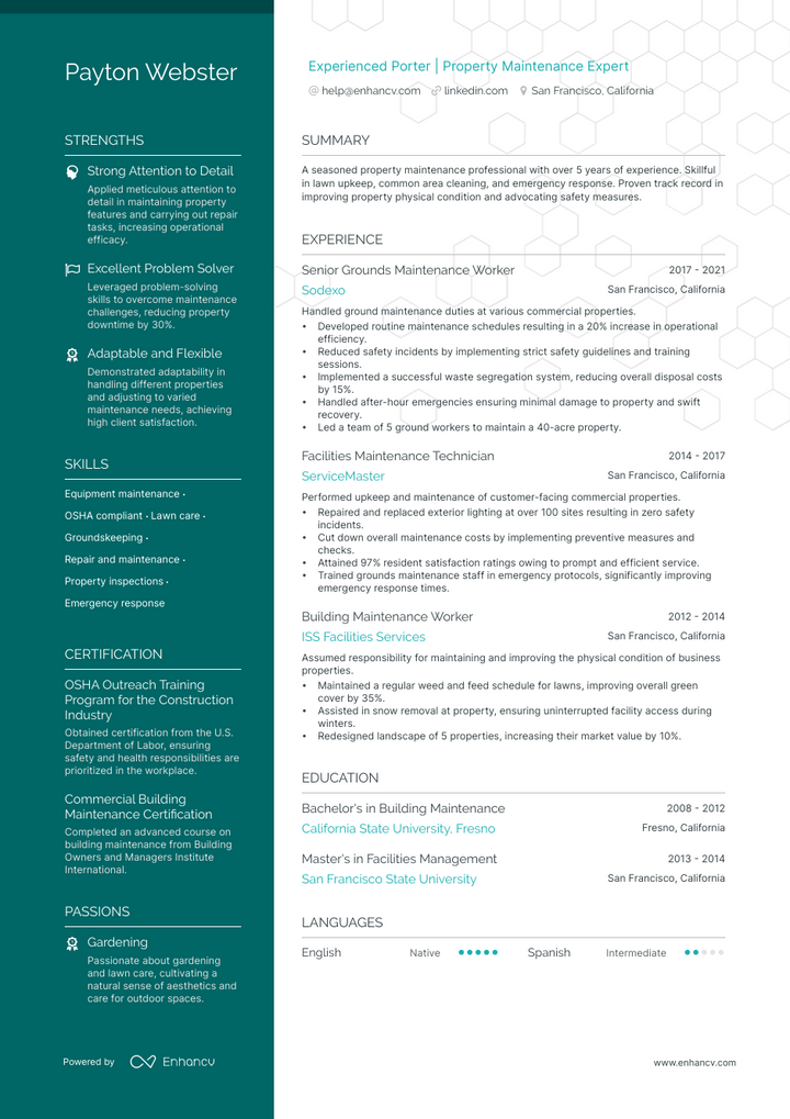 5 Porter Resume Examples & Guide for 2023