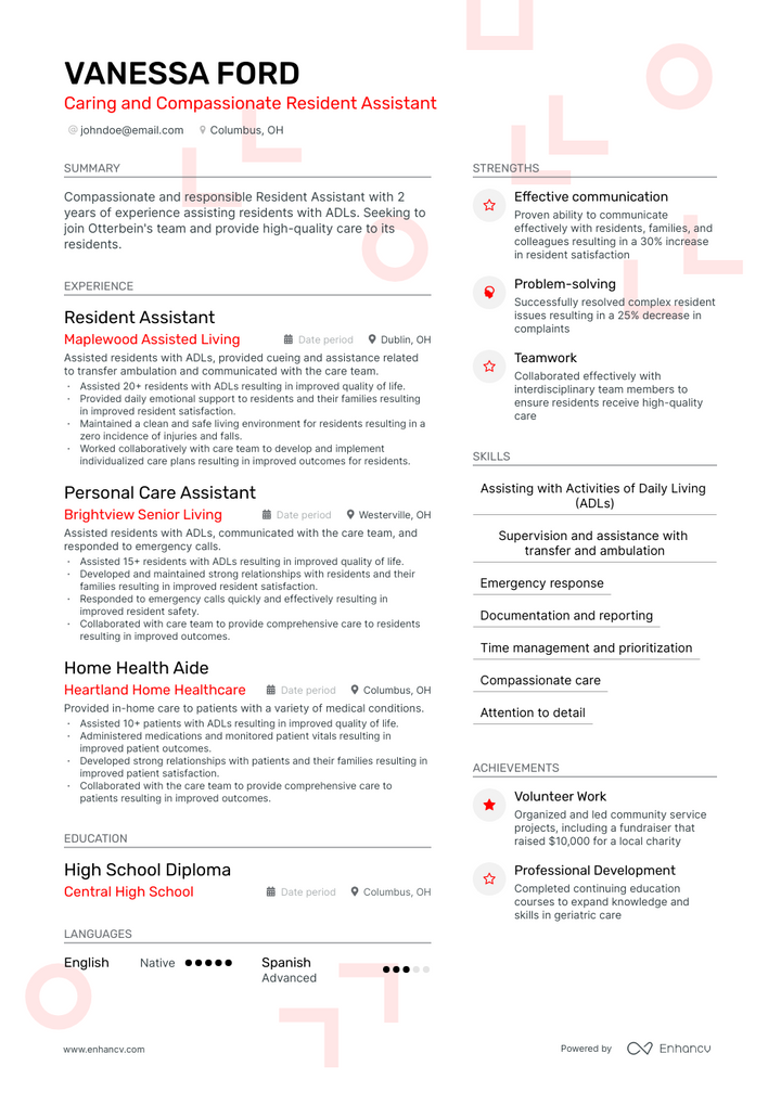 5 Resident Assistant Resume Examples & Guide for 2023