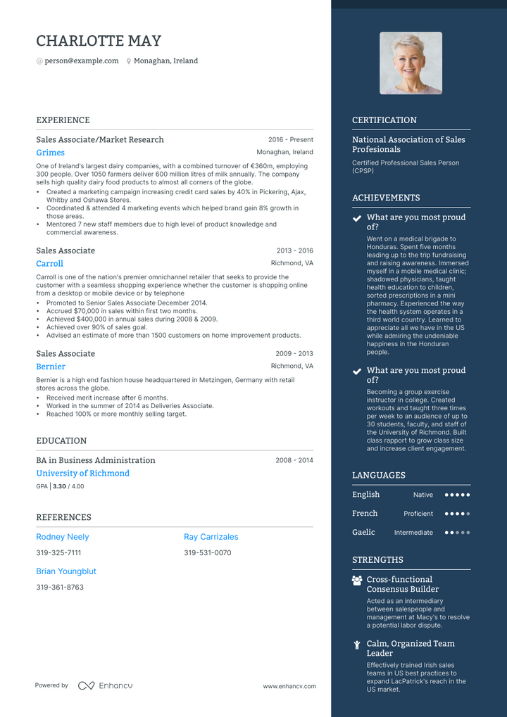 sales associate resume example