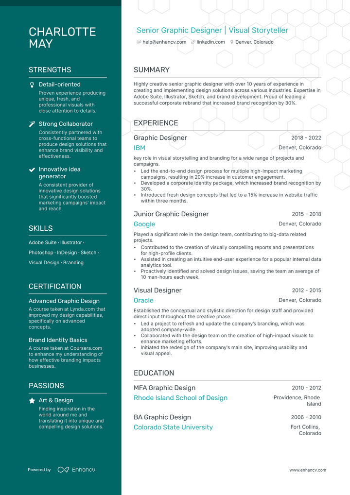 5 Senior Graphic Designer Resume Examples Guide For 2023   AHR0cHM6Ly9jZG4uZW5oYW5jdi5jb20vcmVzdW1lcy9zZW5pb3ItZ3JhcGhpYy1kZXNpZ25lci1yZXN1bWUucG5n. 