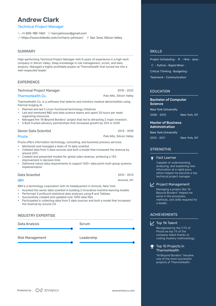 sillicon valley resume example