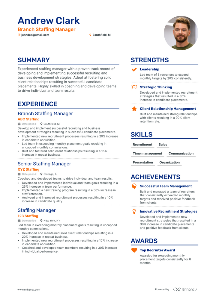 5 Staffing Manager Resume Examples & Guide for 2023