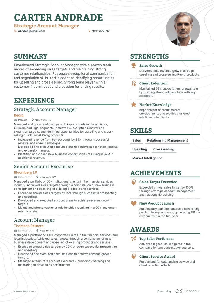 strategic account manager resume example