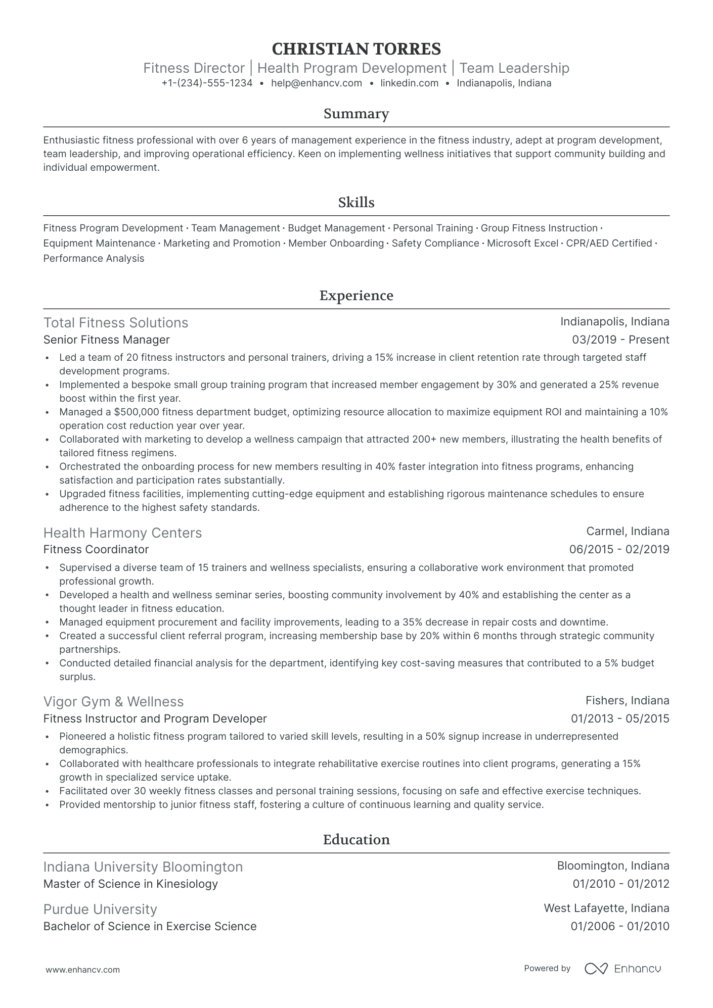 5 Fitness Director Resume Examples & Guide for 2024