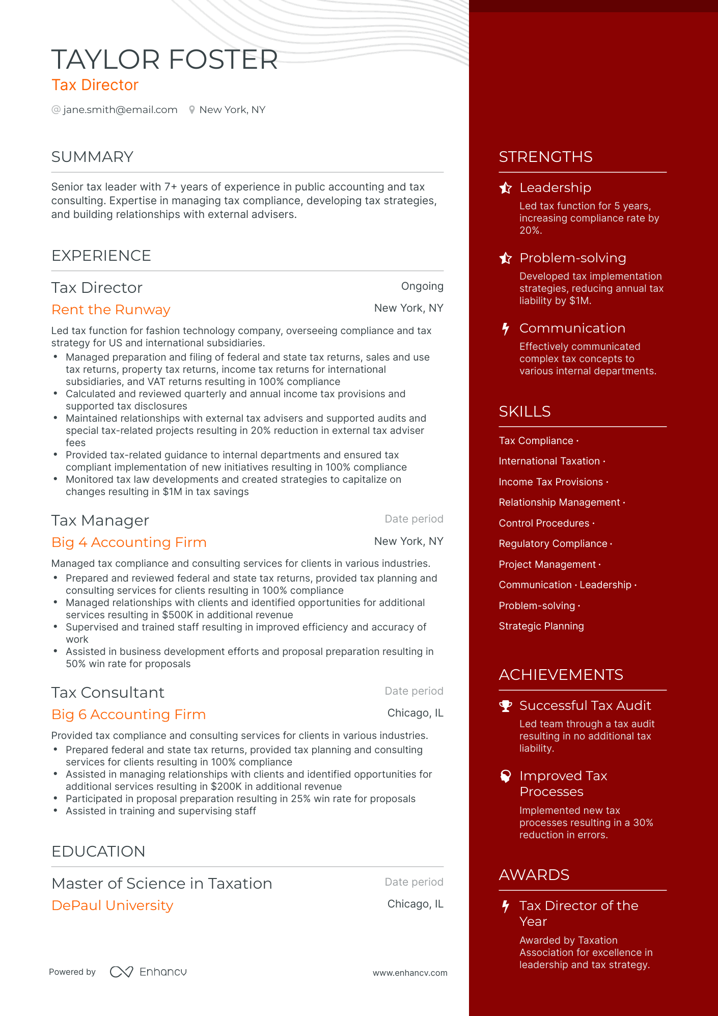 5 Tax Director Resume Examples & Guide For 2024