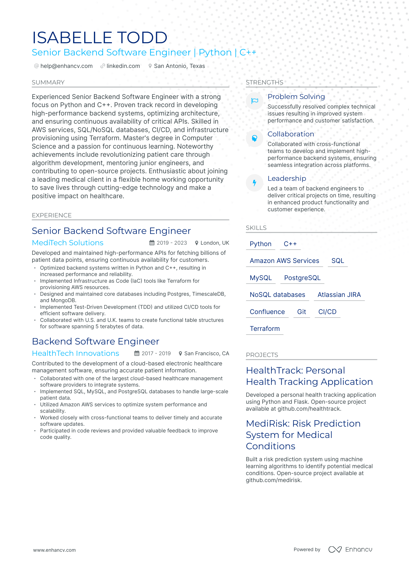 5 Backend Engineer Resume Examples & Guide for 2024