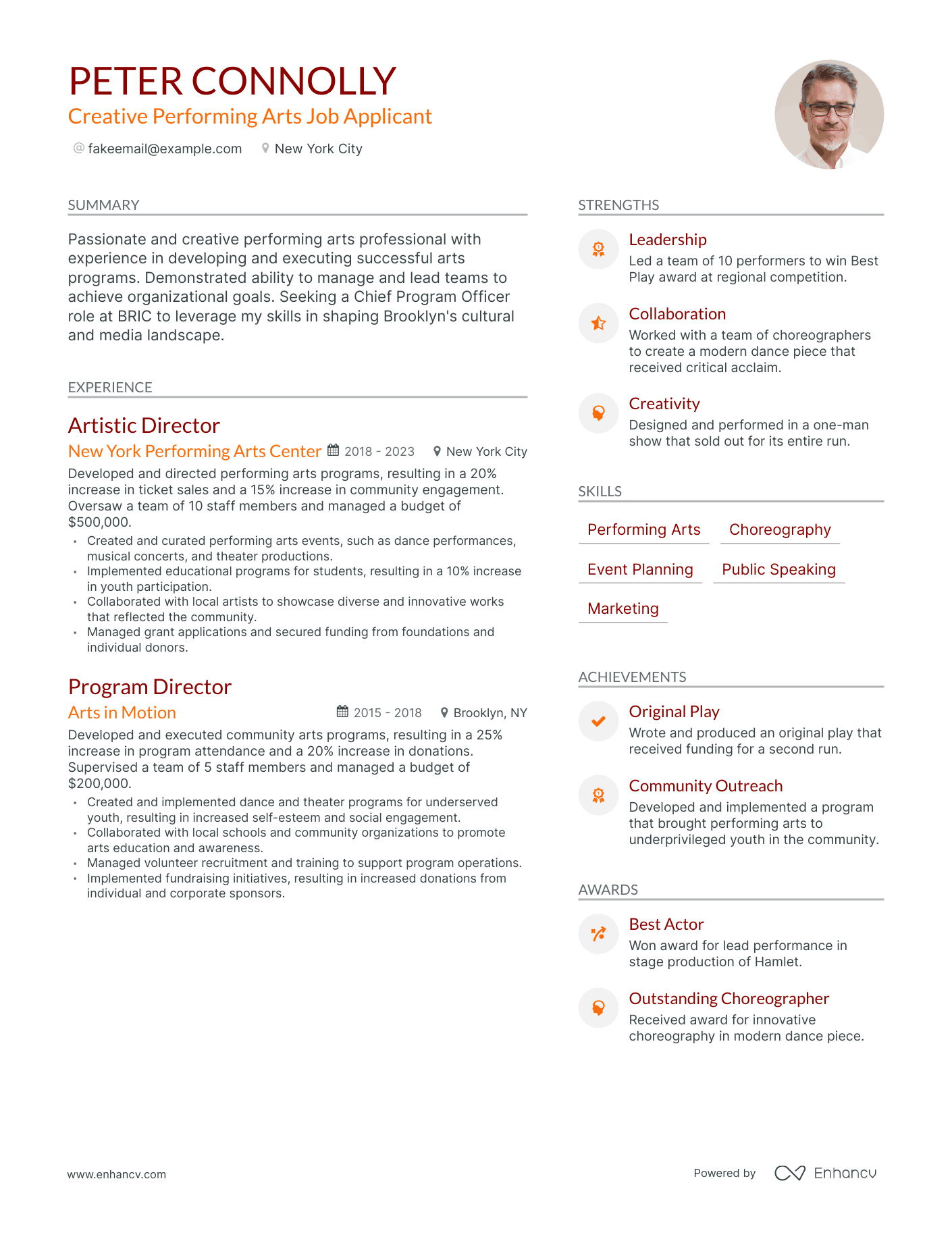 5 Performing Arts Resume Examples & Guide for 2023