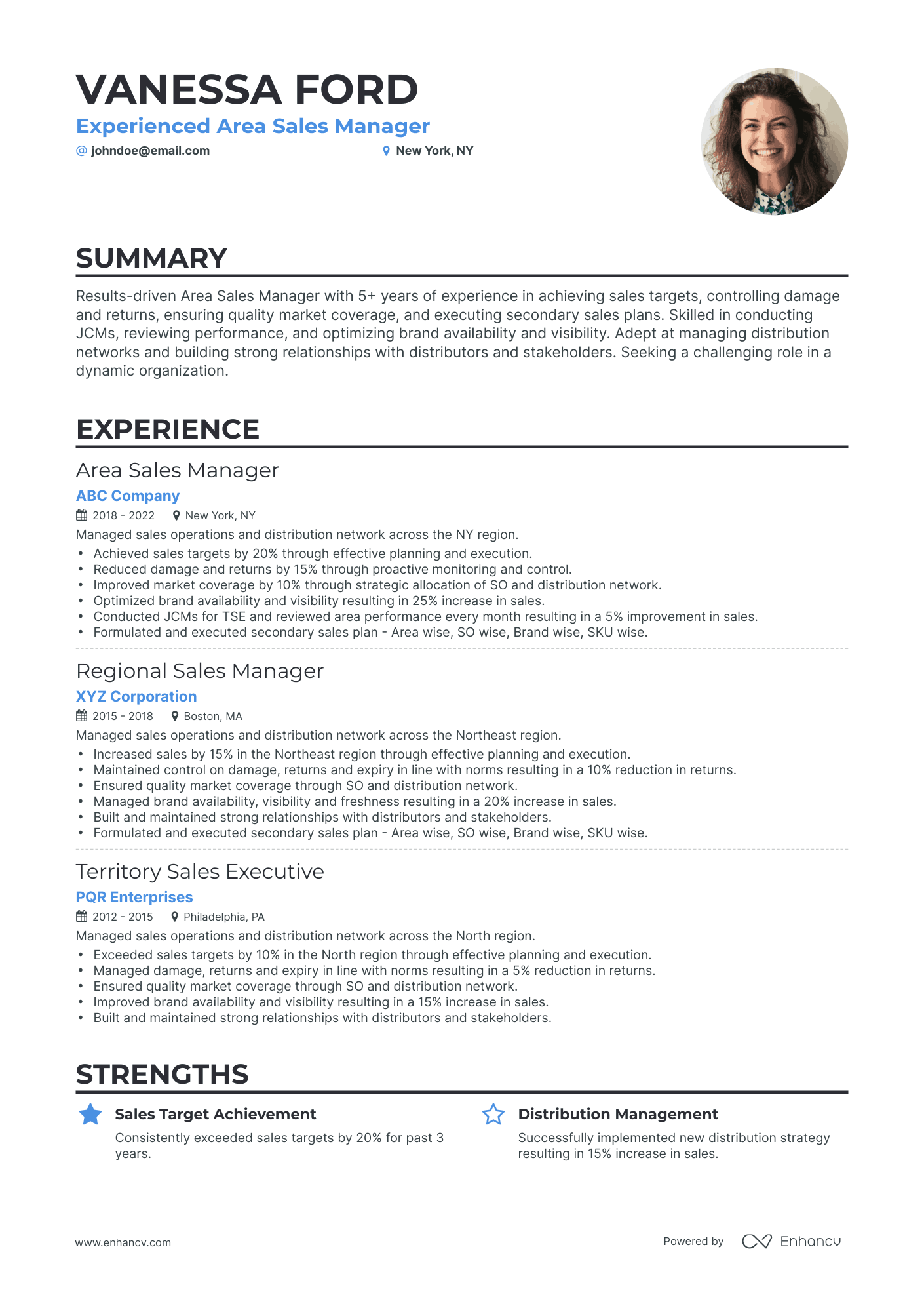 5 Area Sales Manager Resume Examples & Guide for 2023