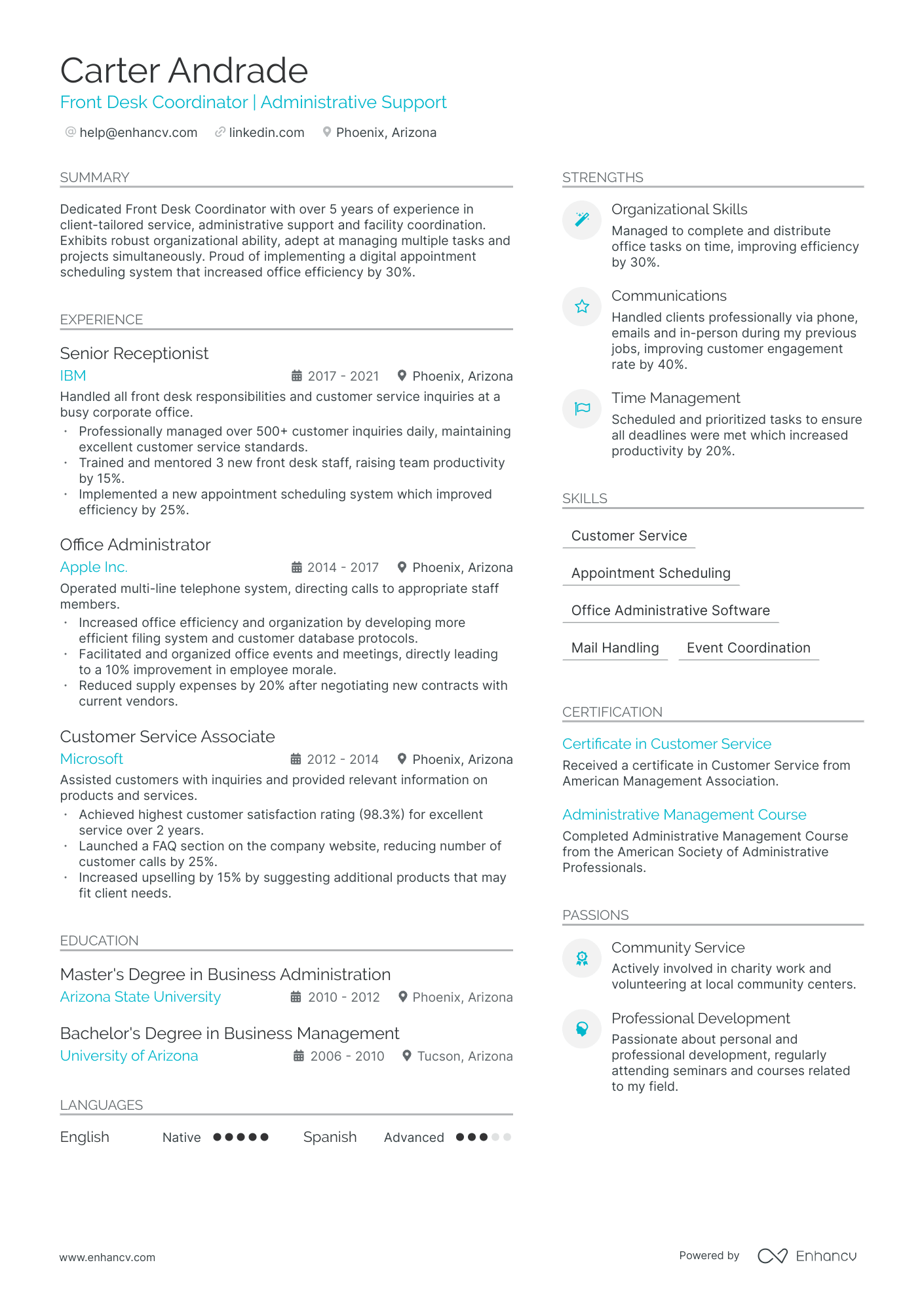 5 Front Desk Coordinator Resume Examples & Guide for 2024