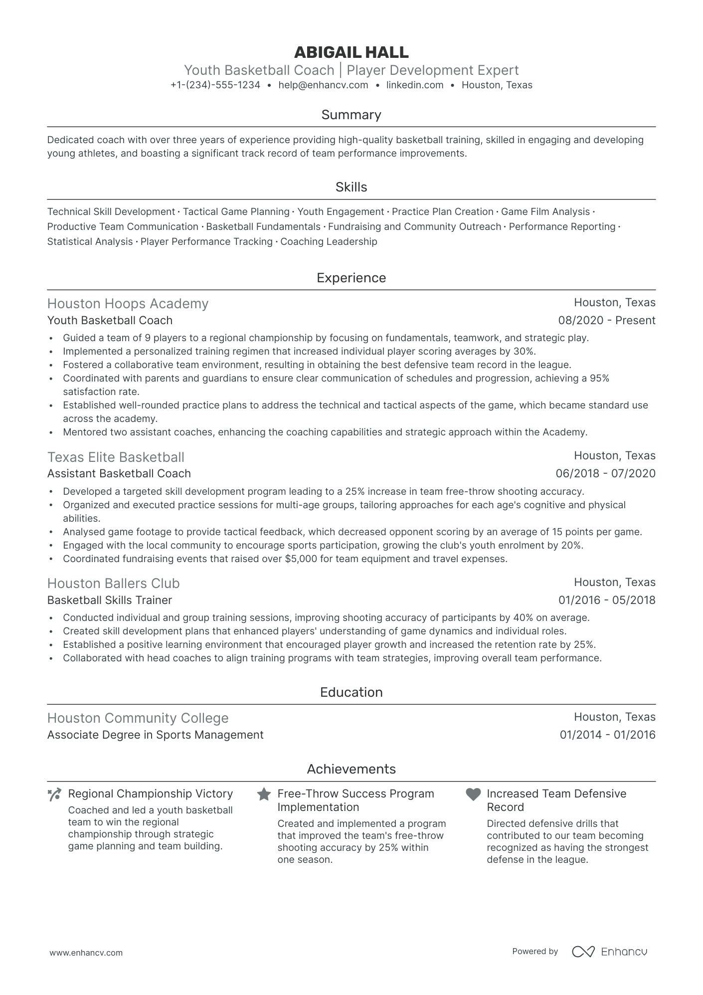 5 Basketball Coach Resume Examples & Guide for 2024