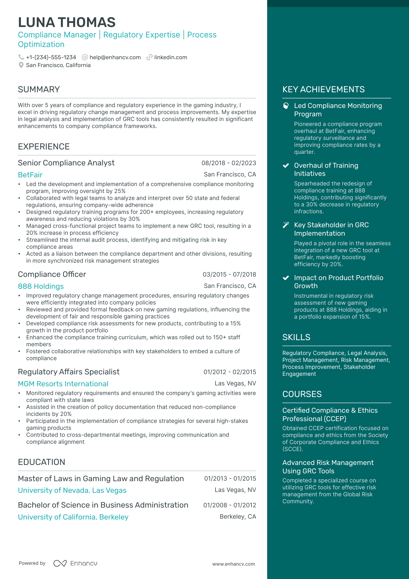 3 Compliance Manager Resume Examples & Guide for 2025