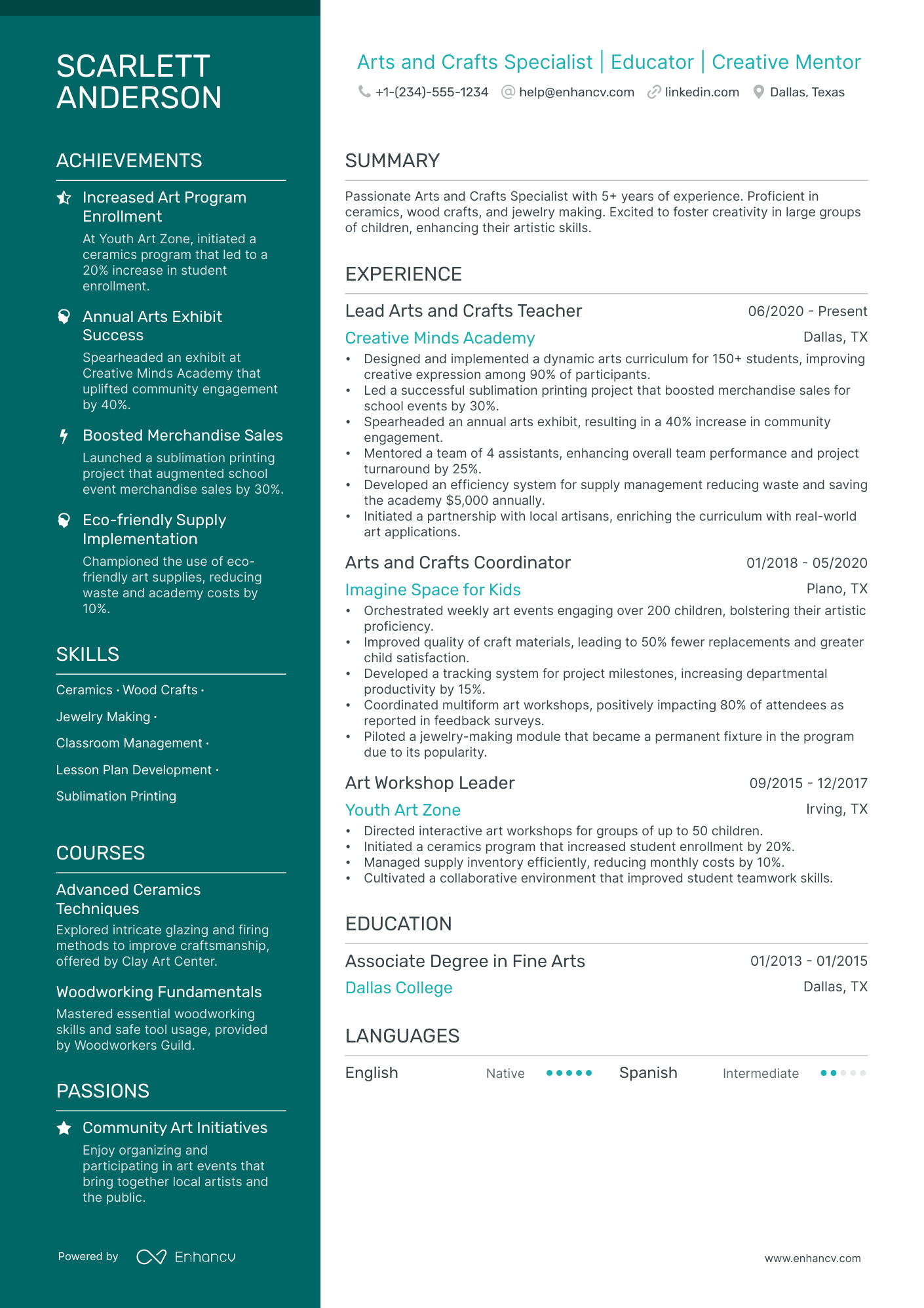 5 Art Teacher Resume Examples & Guide for 2024