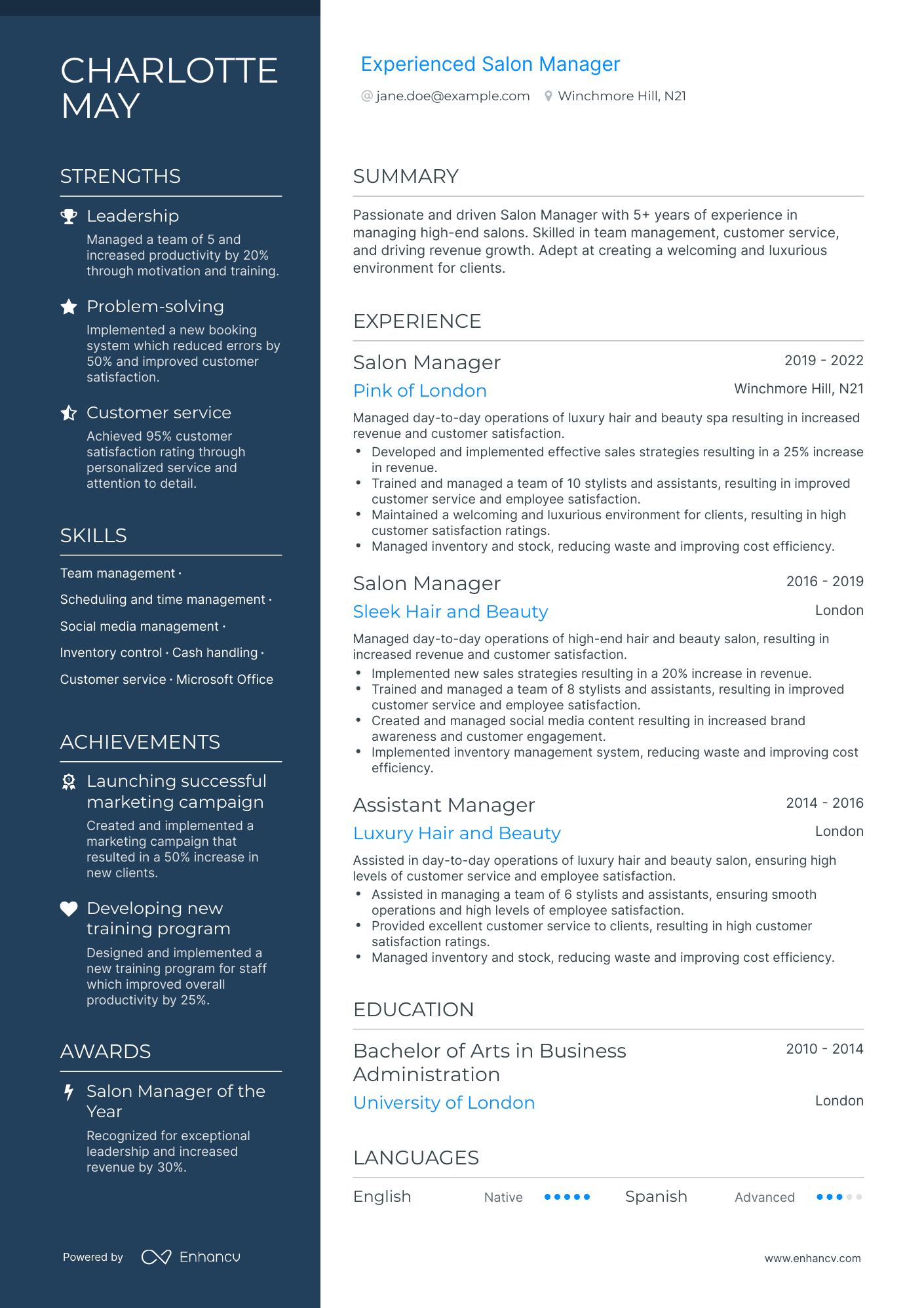 5 Salon Manager Resume Examples & Guide for 2023