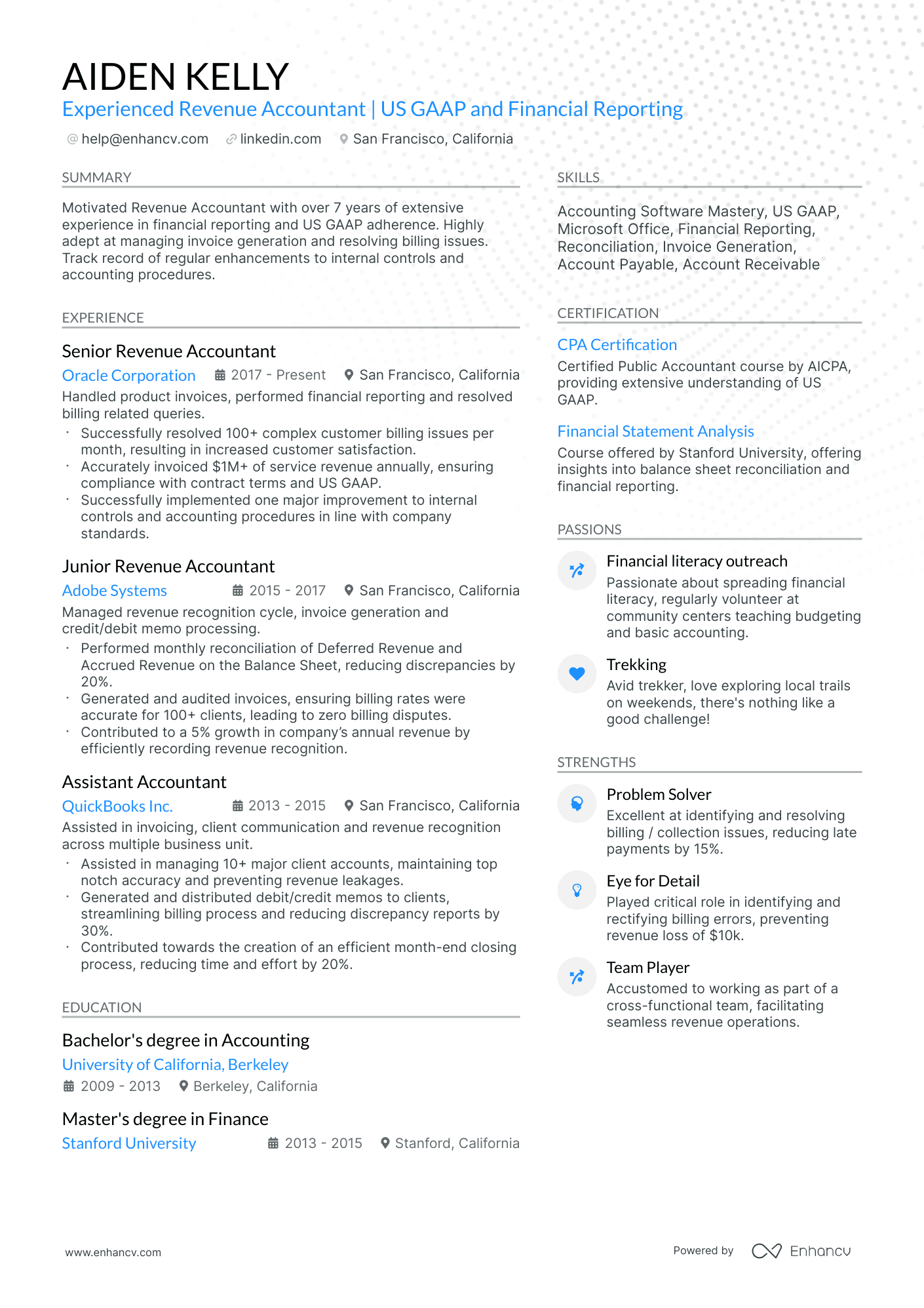 10 Revenue Accountant Resume Examples & Guide for 2026