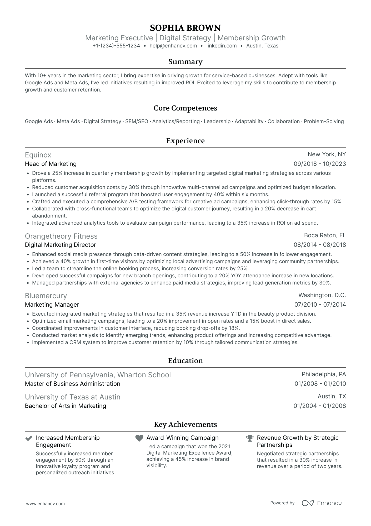 Global Chief Marketing Officer Resume Example