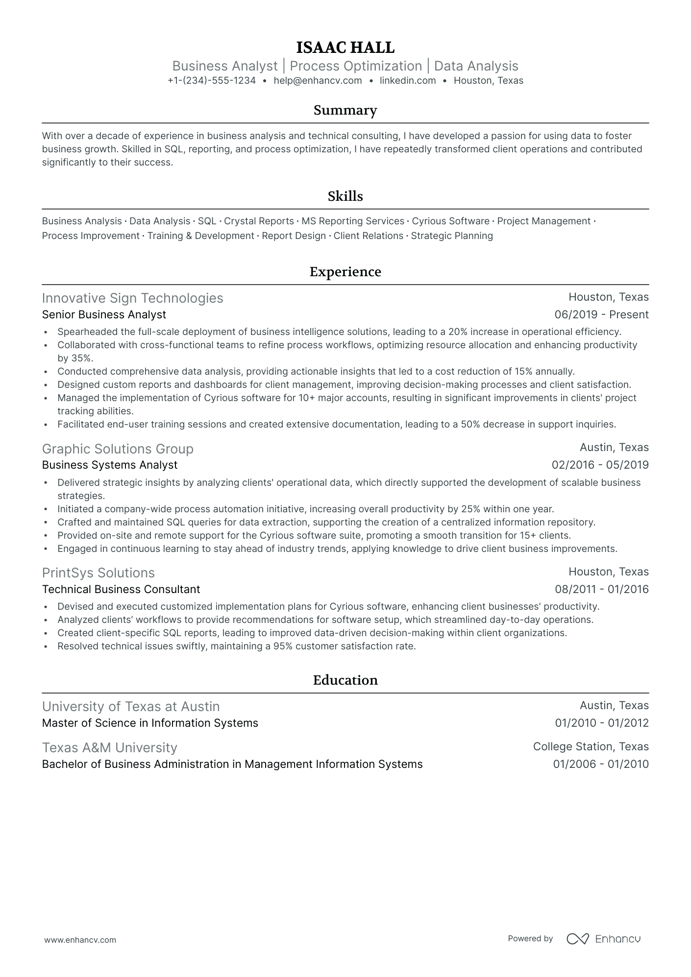 5 Software Business Analyst Resume Examples & Guide for 2024