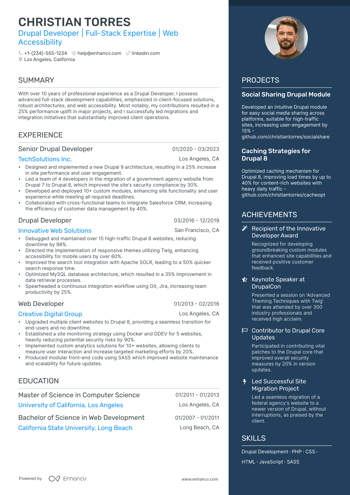 5 Drupal Developer Resume Examples & Guide for 2024