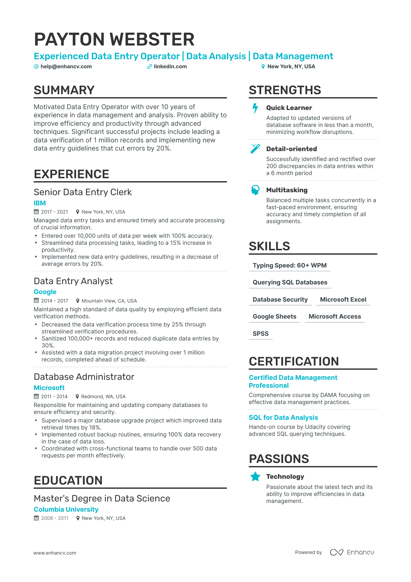 9 Data Entry Resume Examples & Guide for 2024