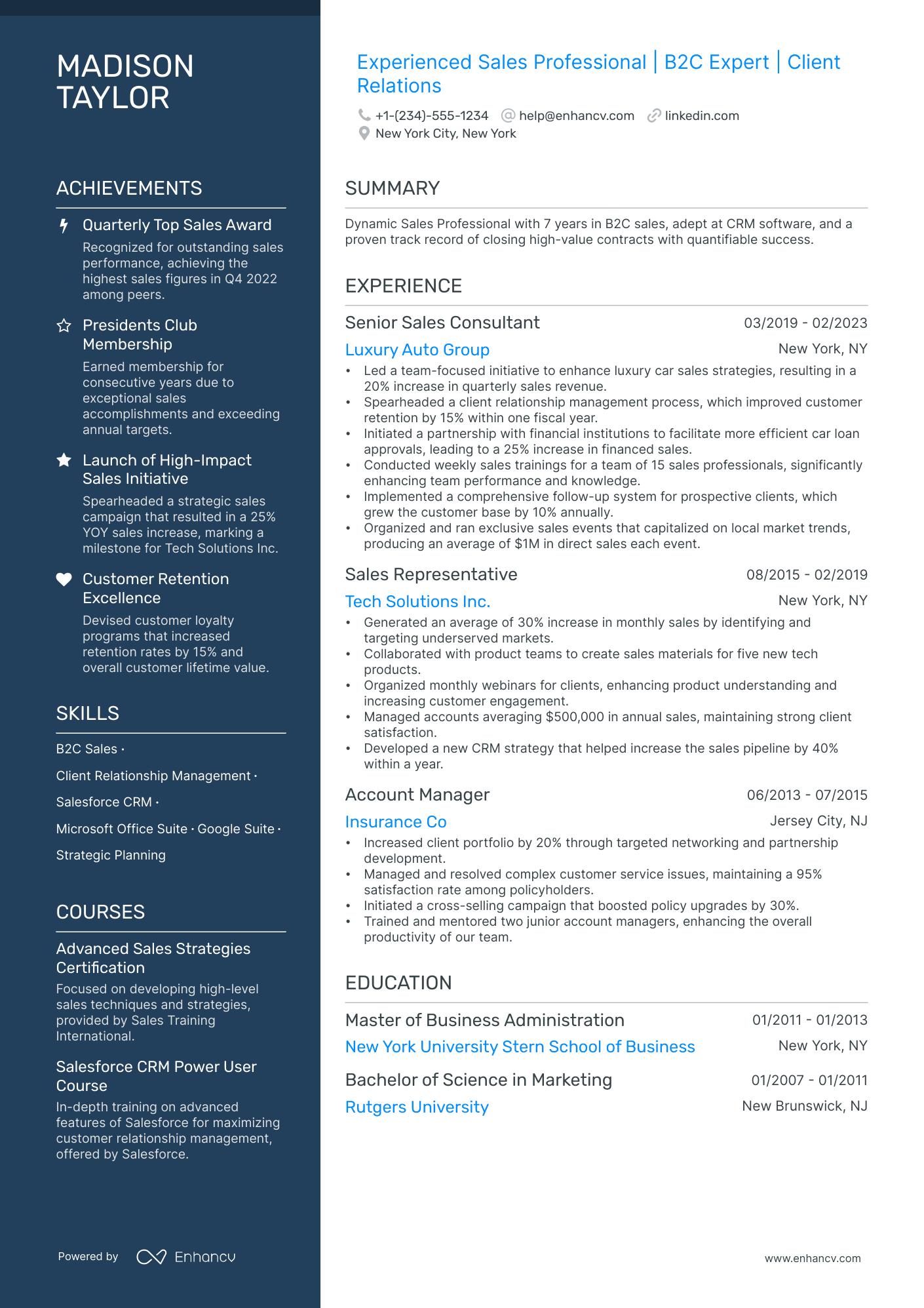 5 Sales Professional Resume Examples & Guide for 2024