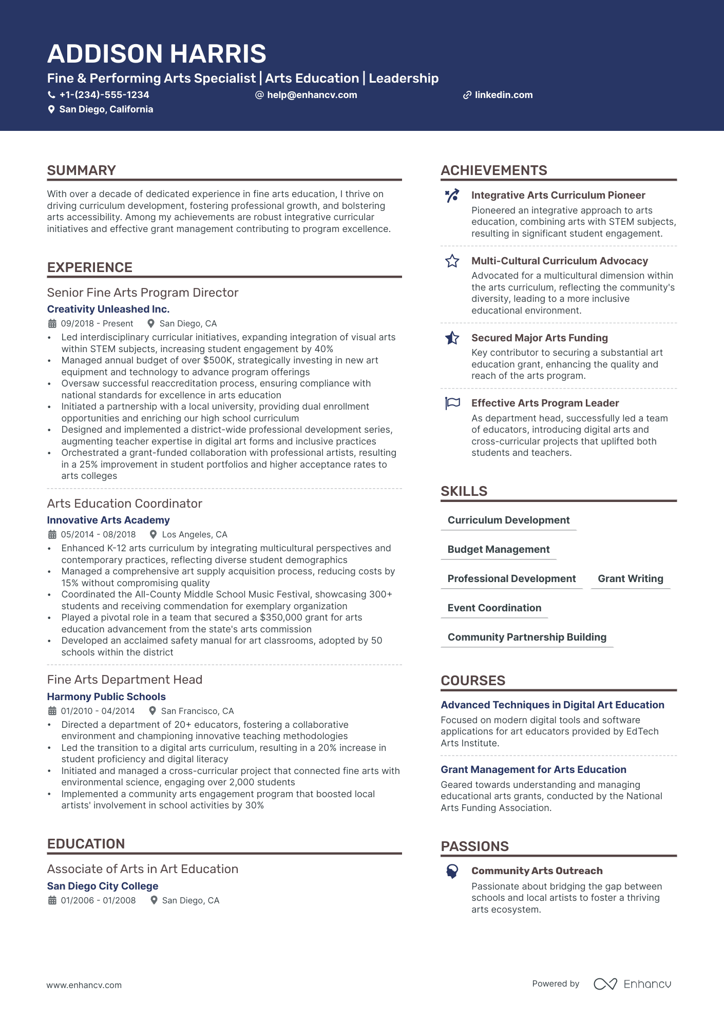 5 Performing Arts Resume Examples & Guide for 2024