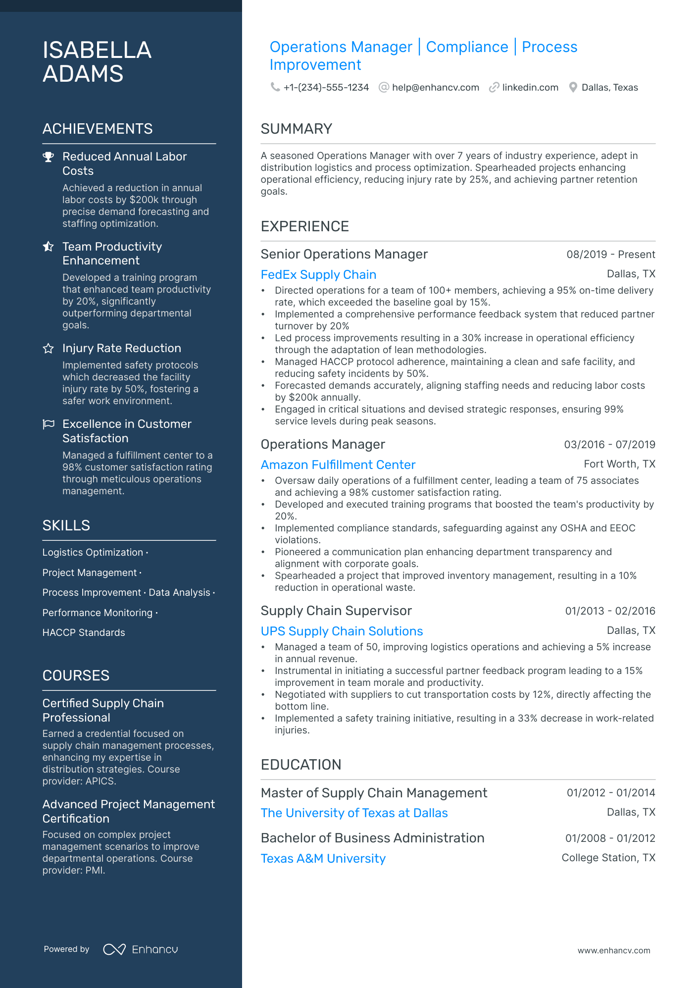 5 Transportation Operations Manager Resume Examples & Guide for 2024