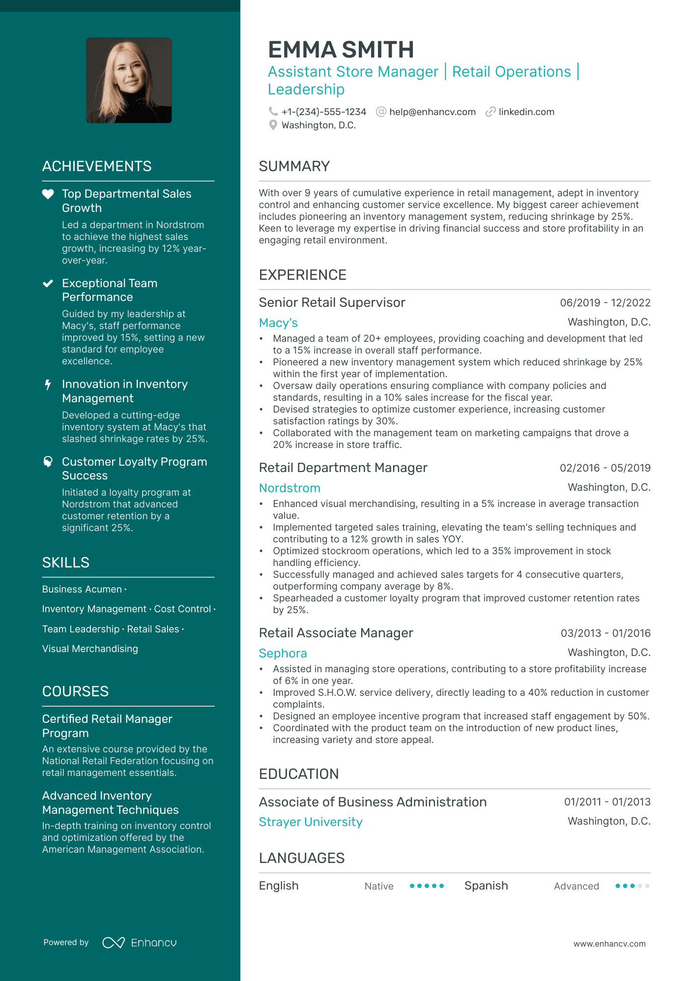 5 Retail Assistant Store Manager Resume Examples & Guide for 2024