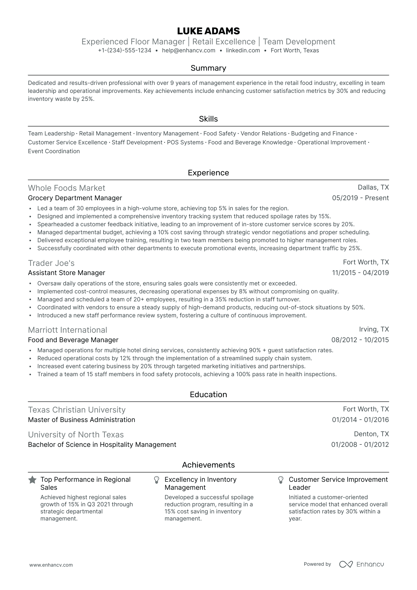 5 Floor Manager Resume Examples & Guide for 2024