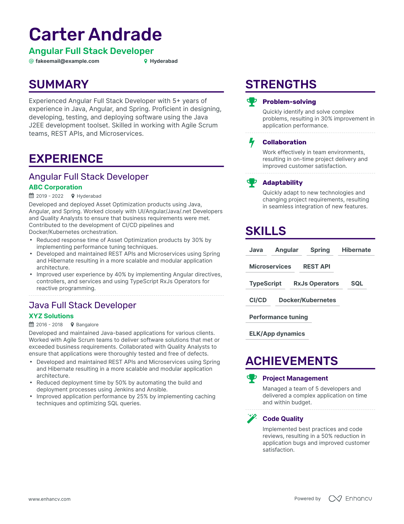 5 Angular Full Stack Developer Resume Examples & Guide for 2023