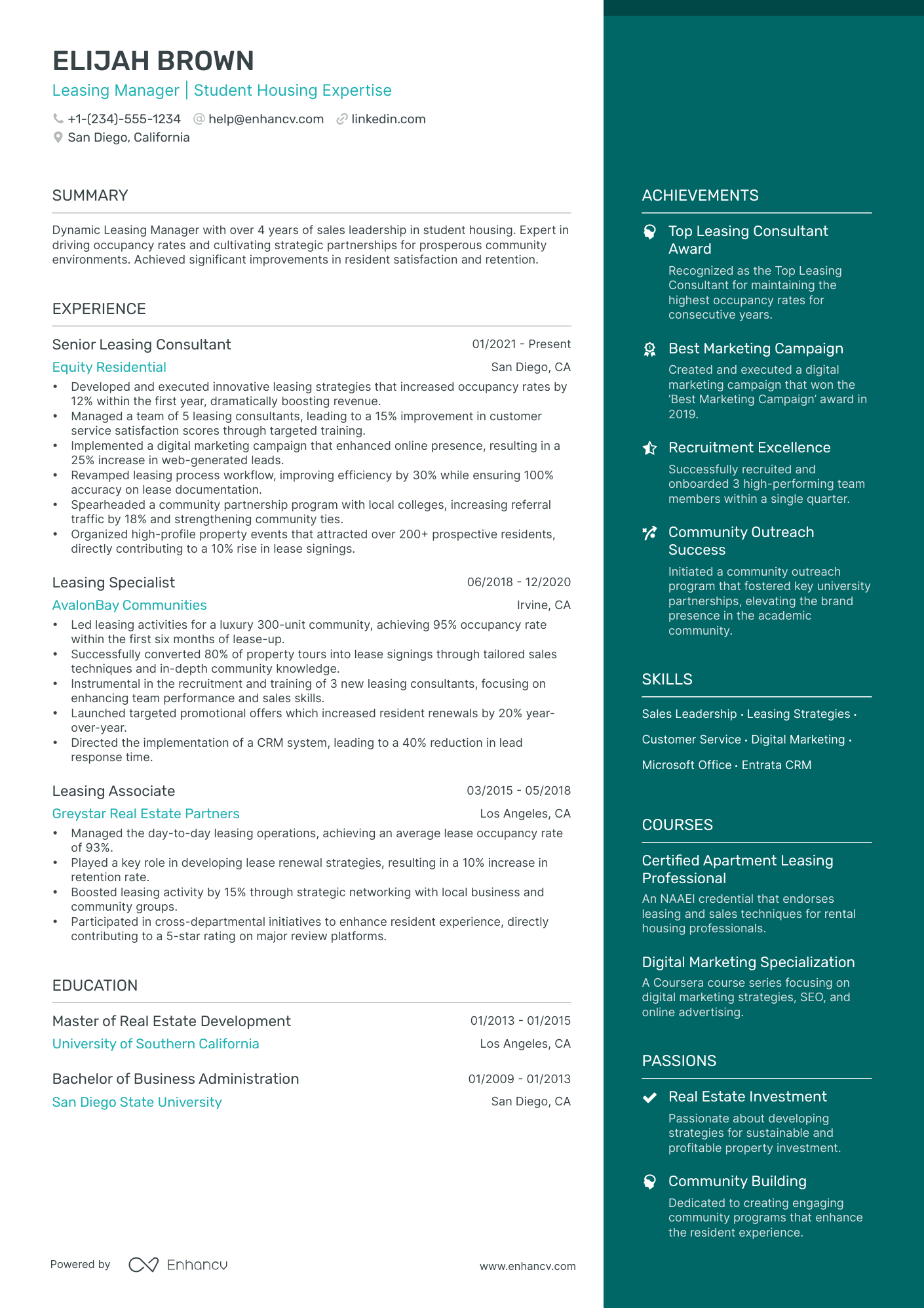 5 Leasing Manager Resume Examples & Guide for 2024