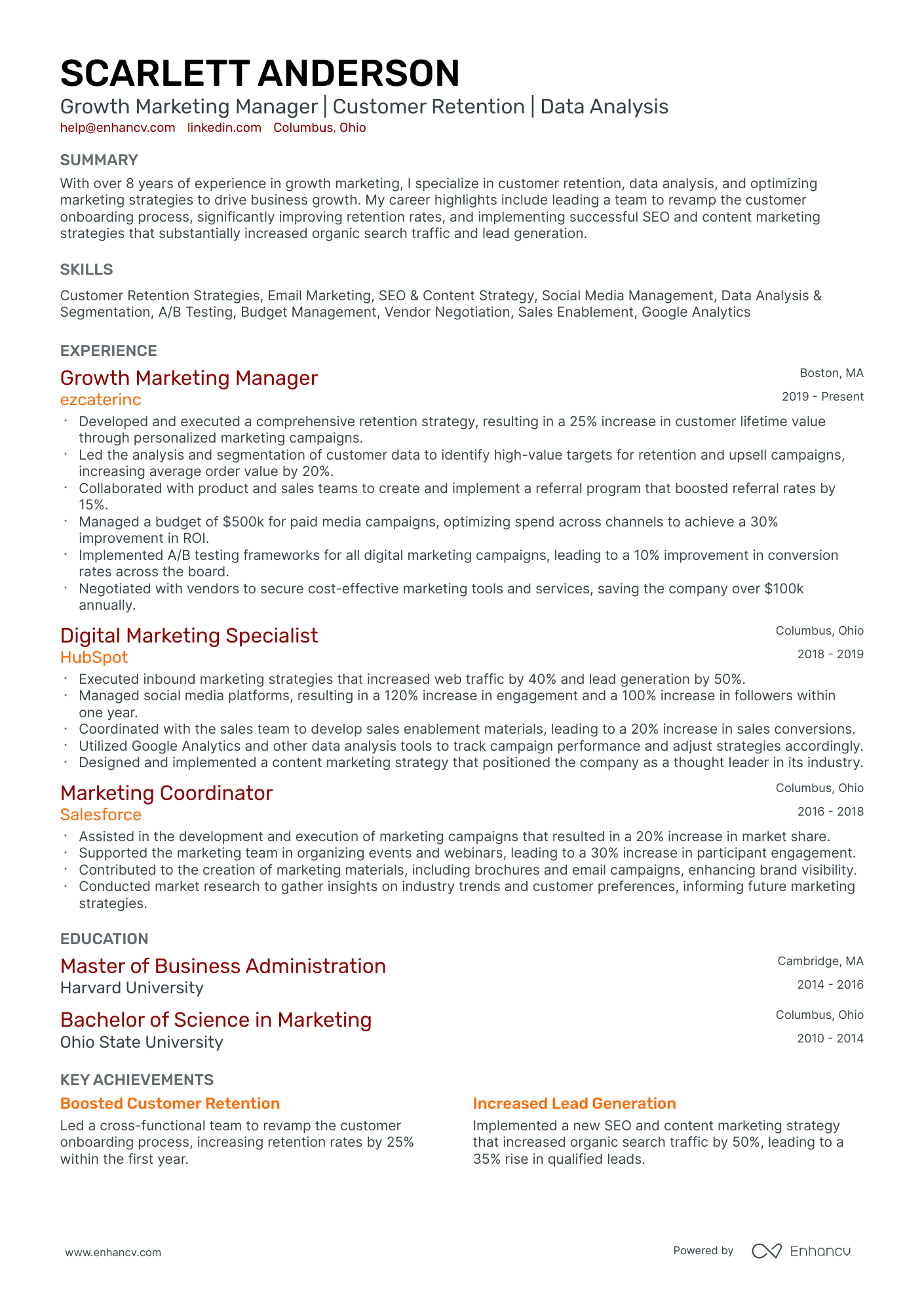 10 Growth Marketing Resume Examples & Guide for 2026