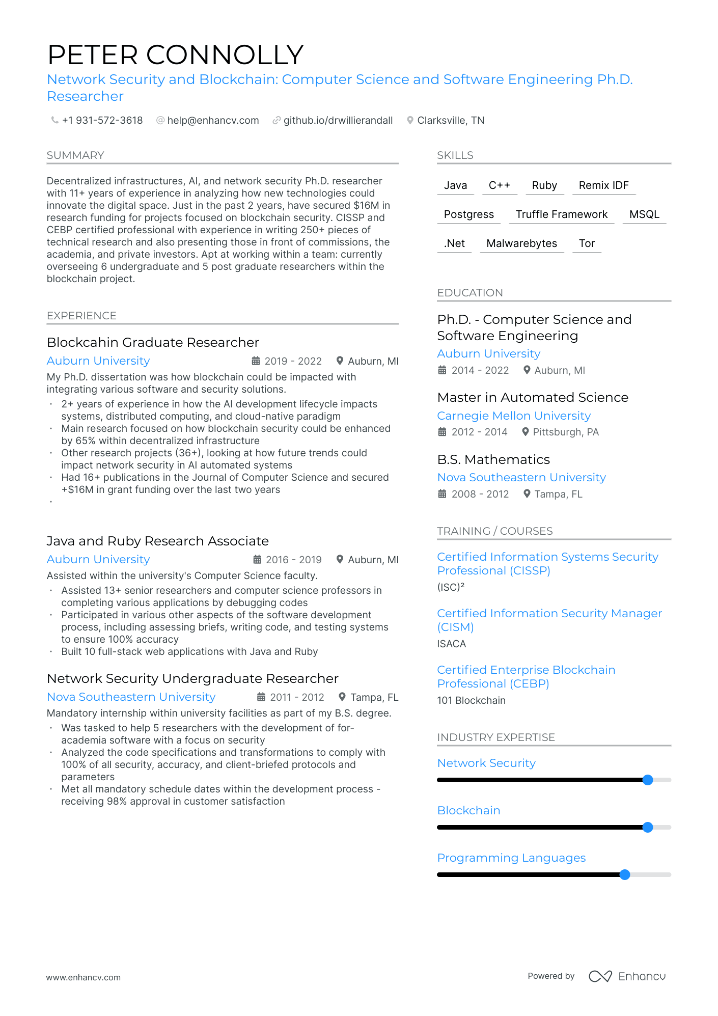 9 PhD Resume Examples & Guide for 2024