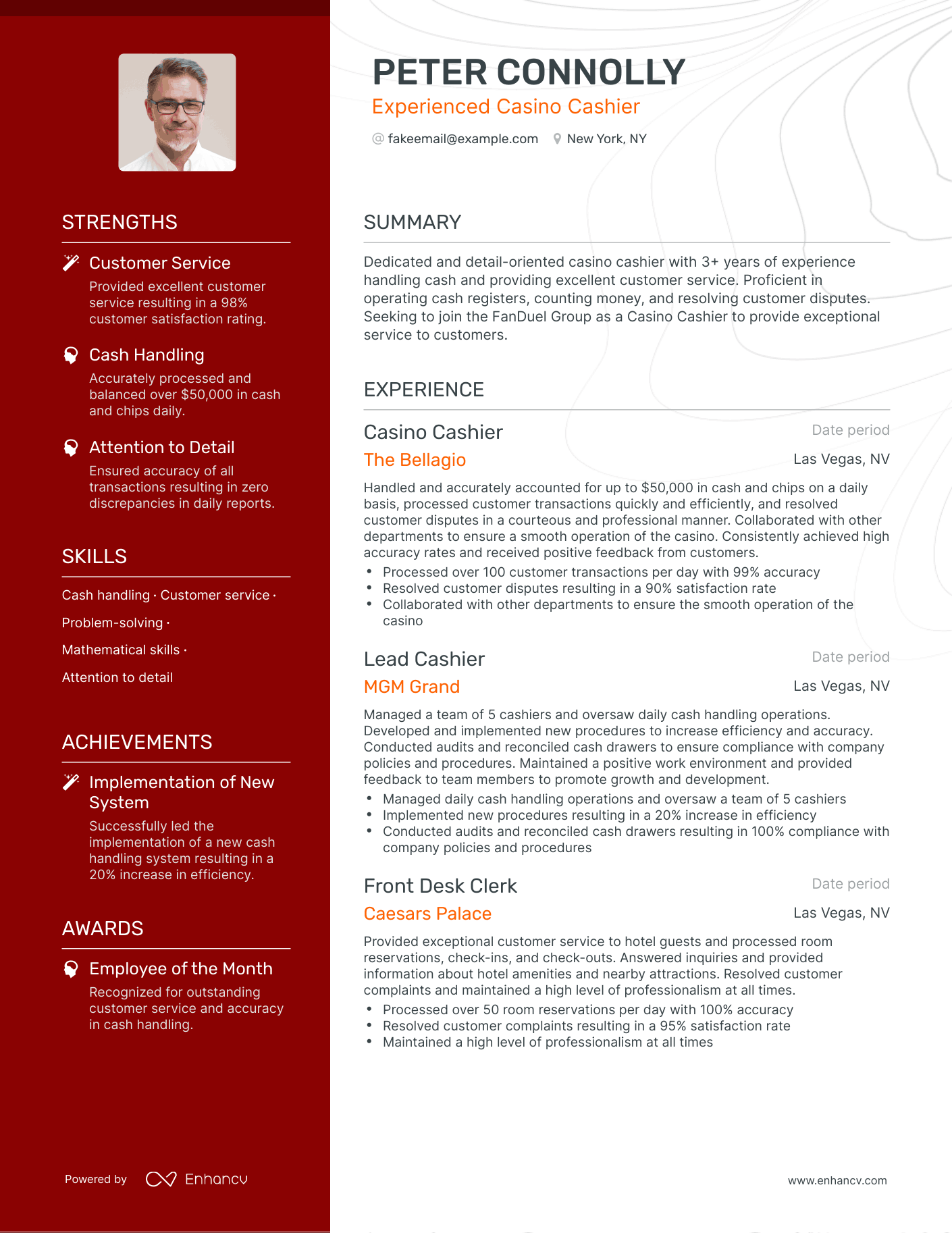 5 Casino Cashier Resume Examples & Guide for 2023