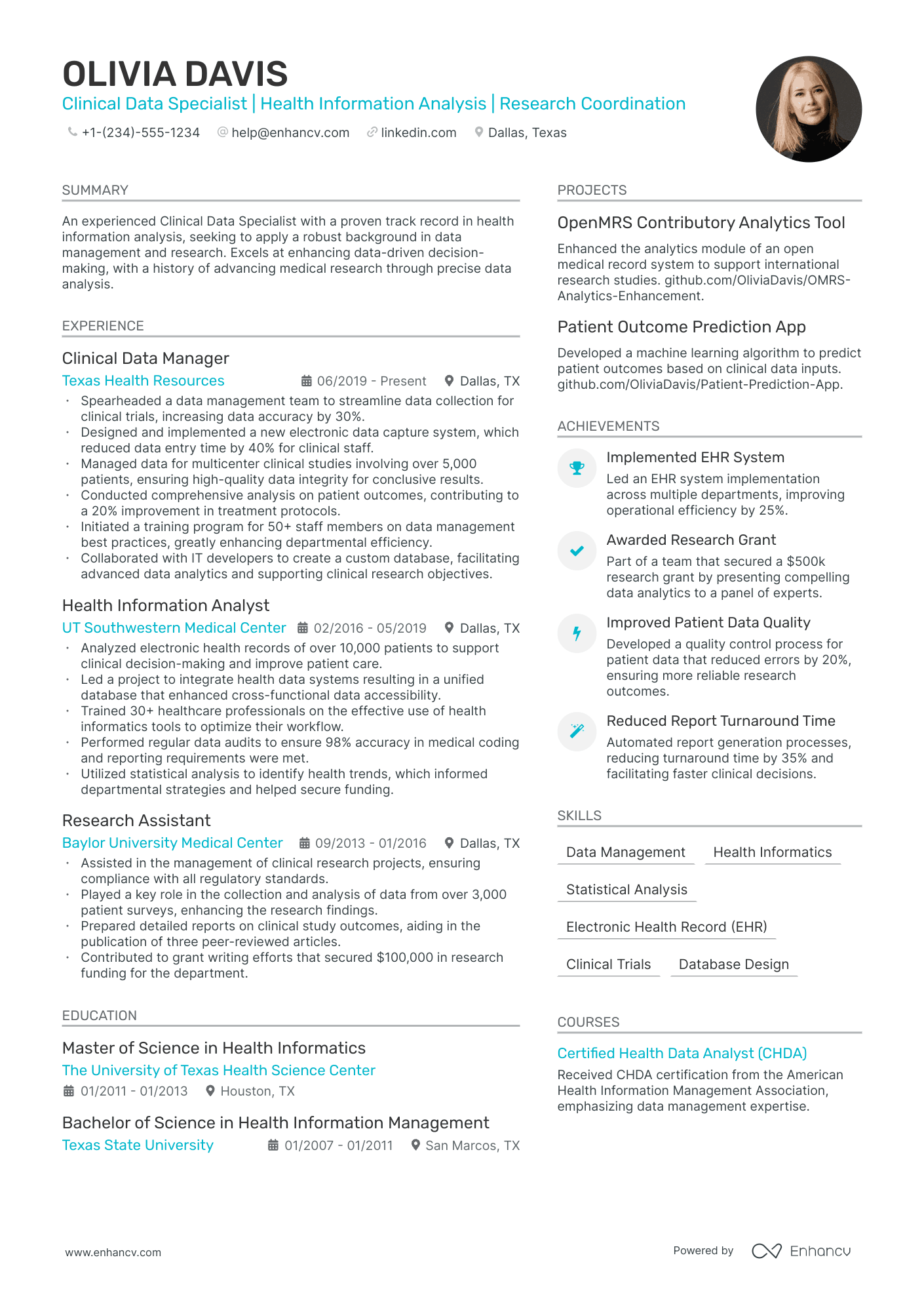 5 Clinical Data Analyst Resume Examples & Guide for 2024