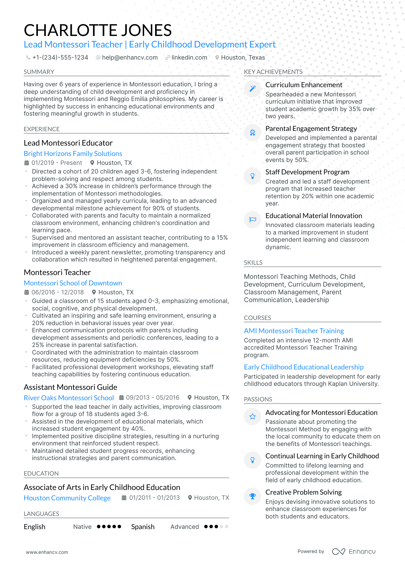 10 Montessori Teacher Resume Examples - AHR0cHM6Ly9jZG4uZW5oYW5jdi5jb20vcHJlZGVmaW5lZC1leGFtcGxlcy8xYWVKR1BaRm1aNG9rbUwyVkFPY3dSS0NFOWlhbWtmOXBueU1TNXlvL2ltYWdlLnBuZw~~ 