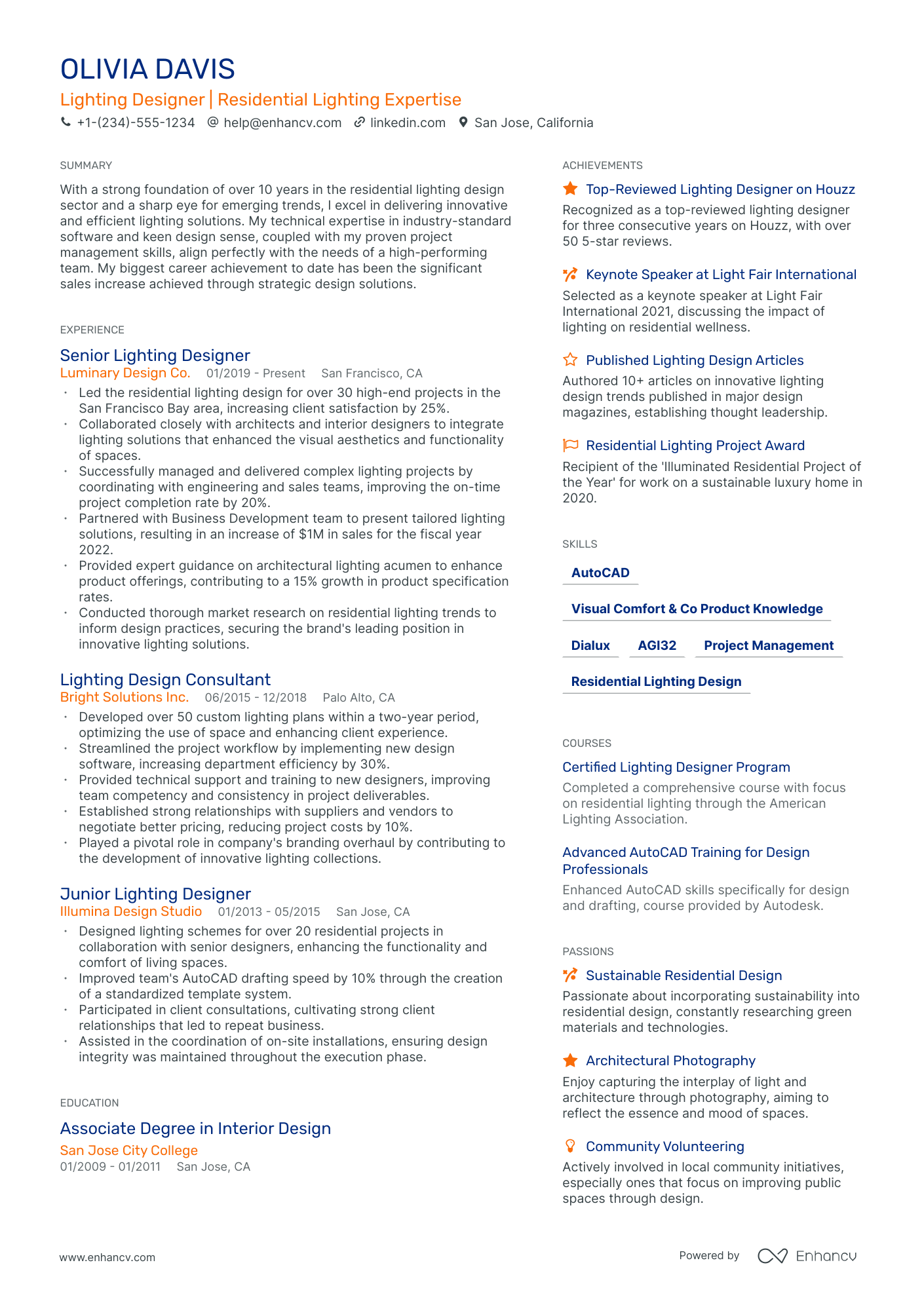 5 Lighting Designer Resume Examples & Guide for 2024