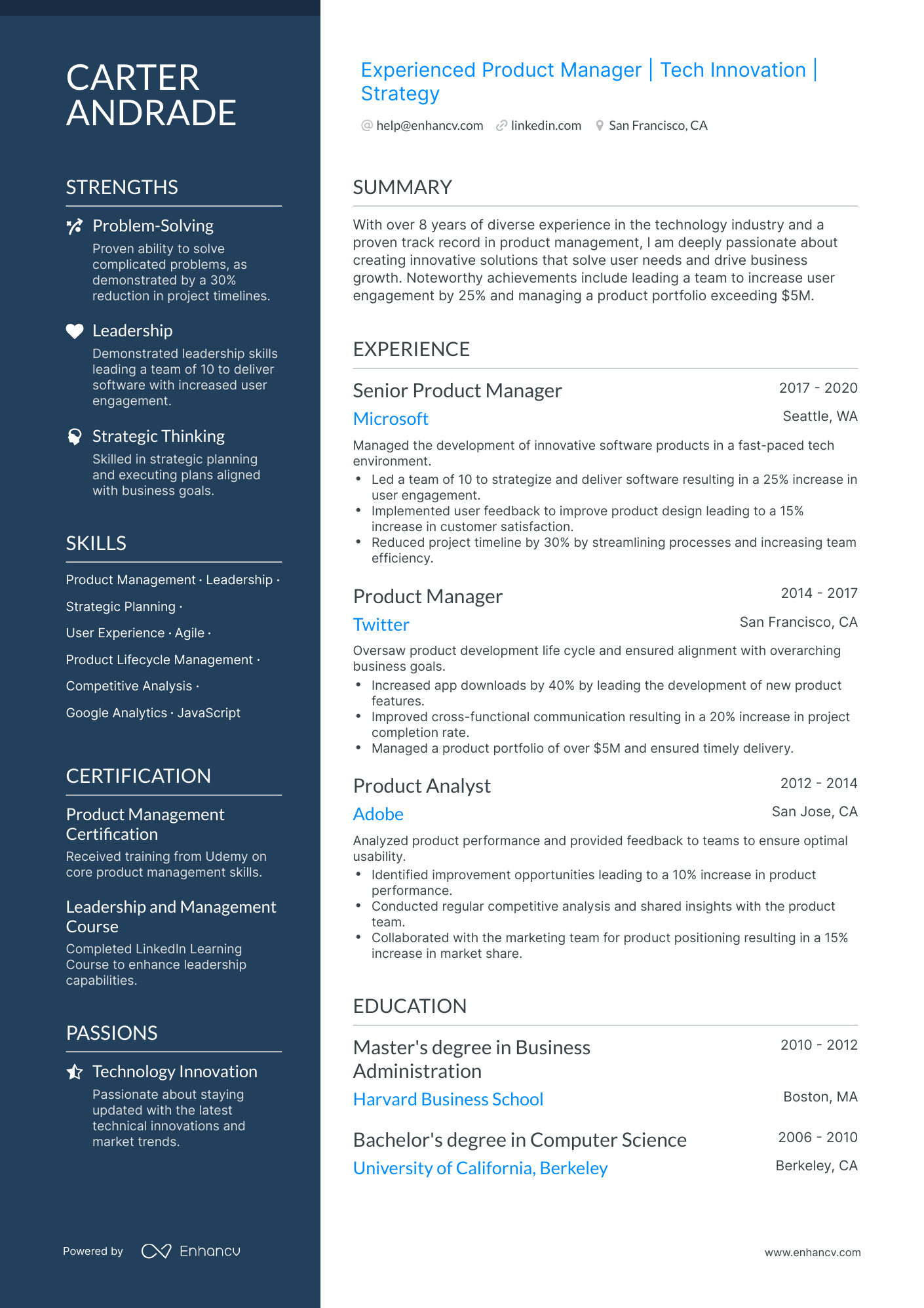 5 Google Product Manager Resume Examples & Guide for 2024