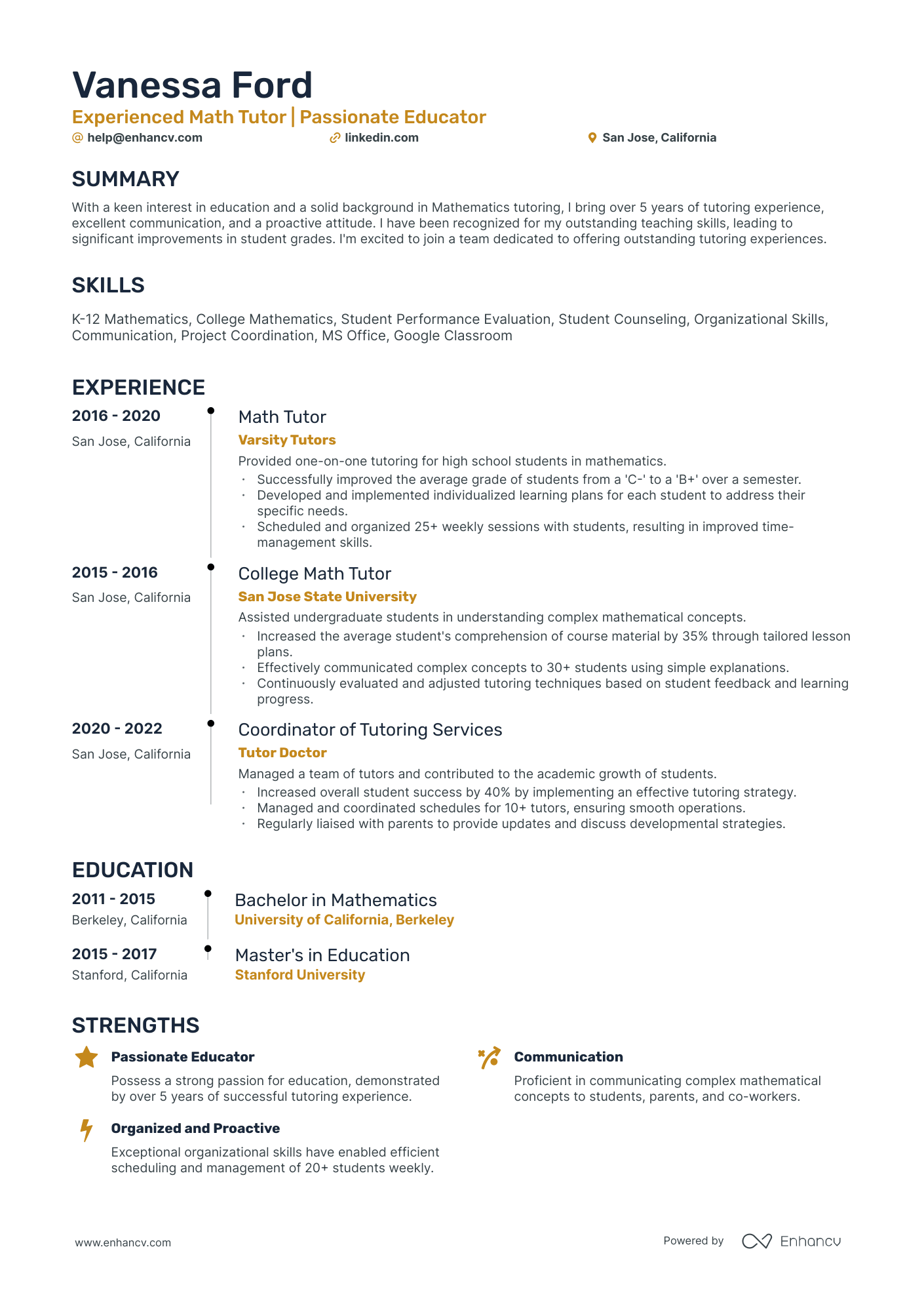 10 Math Tutor Resume Examples & Guide for 2026