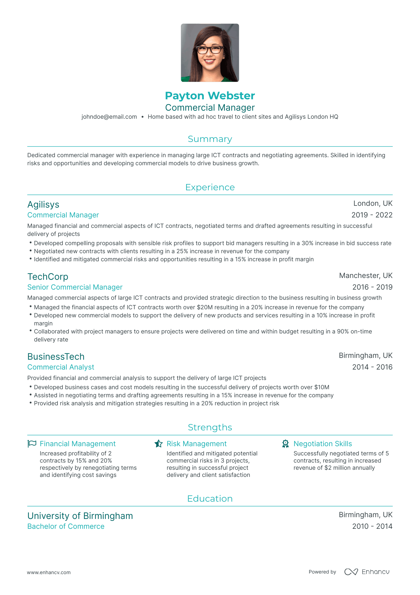 5 Commercial Manager Resume Examples & Guide for 2023